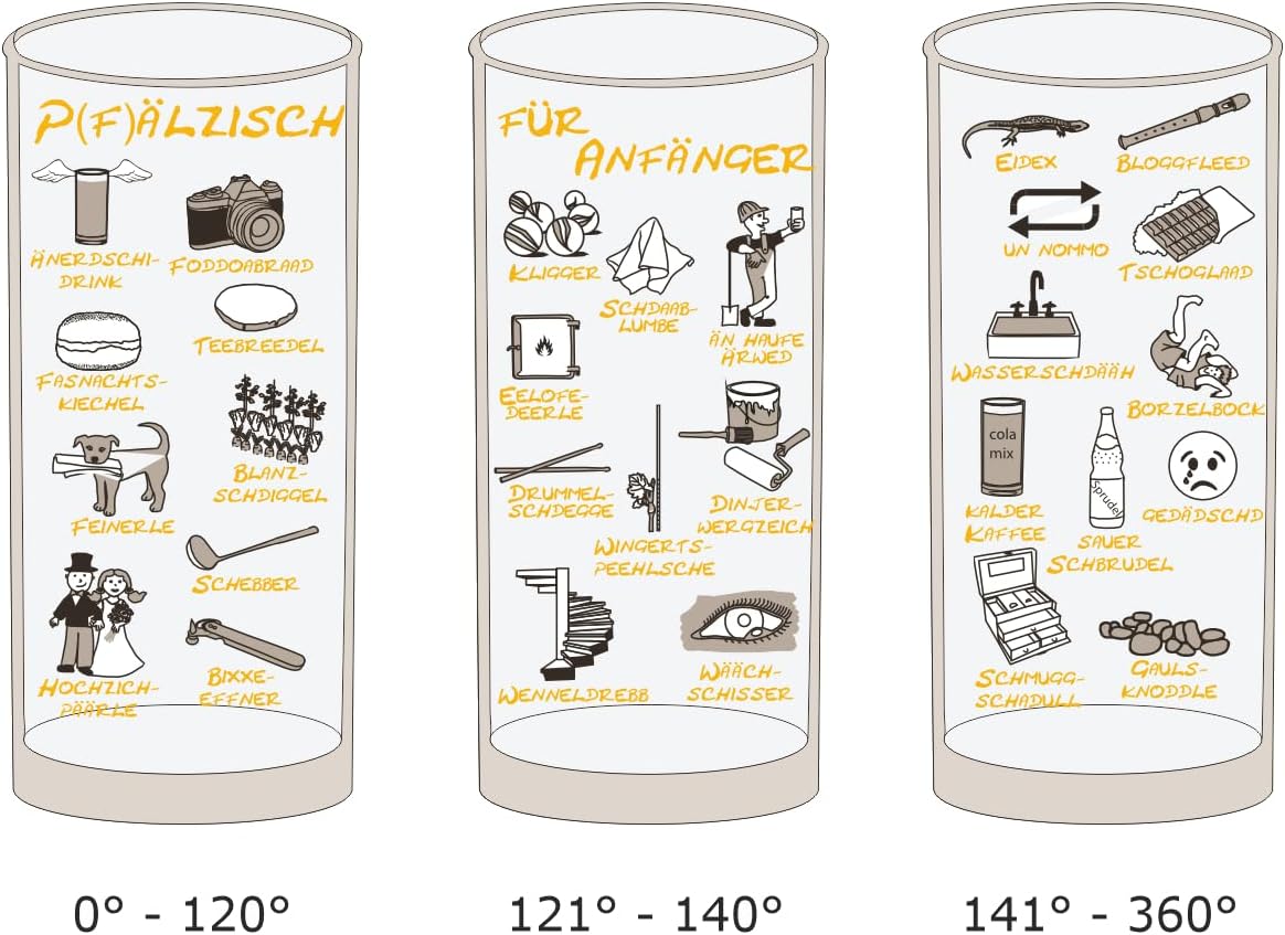 Pfälzisch für Anfänger VII - VIII Schoppenglas 0,5 l - von allen Seiten