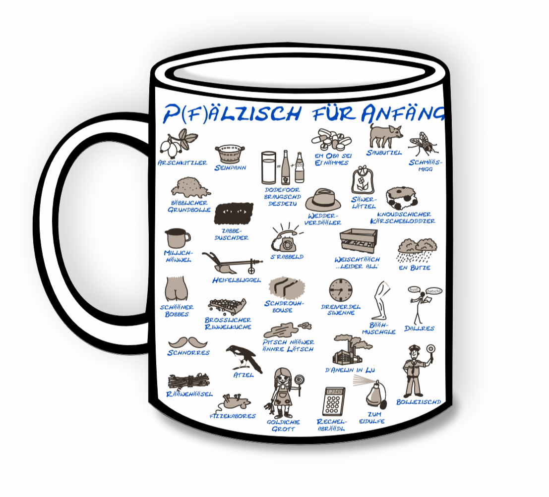 Pfälzisch für Anfänger Tasse (Aufdruck Blau), Pfalz Shop
