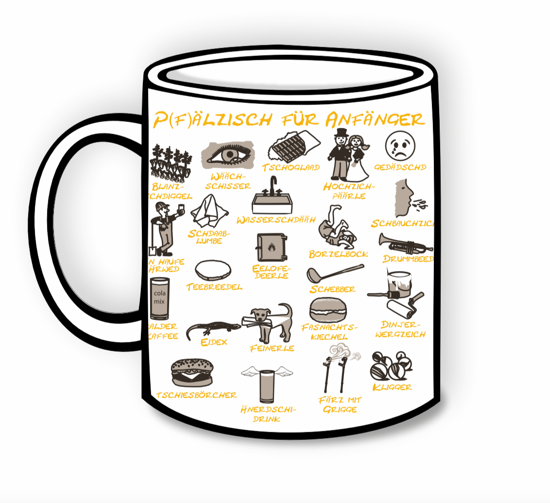 Pfälzisch für Anfänger Tasse (Aufdruck Gelb), Pfalz Shop
