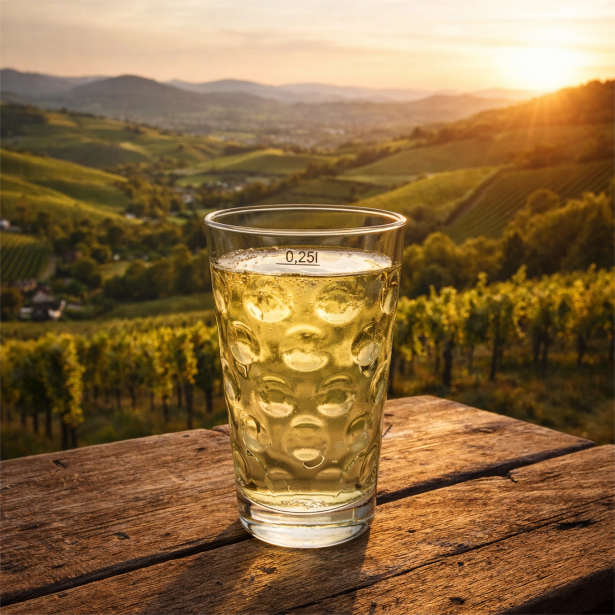 0,25 L Dubbeglas in den Pfälzer Weinbergen
