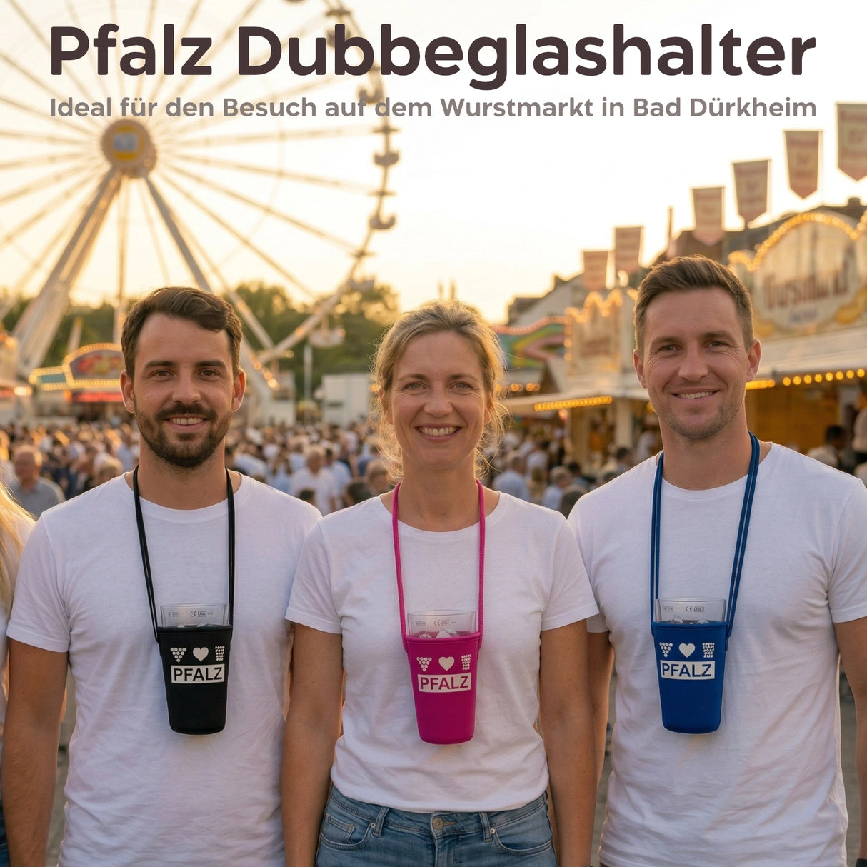 Der Pfalz Dubbeglashalter ist ideal für den Besuch auf dem Wurstmarkt in Bad Dürkheim