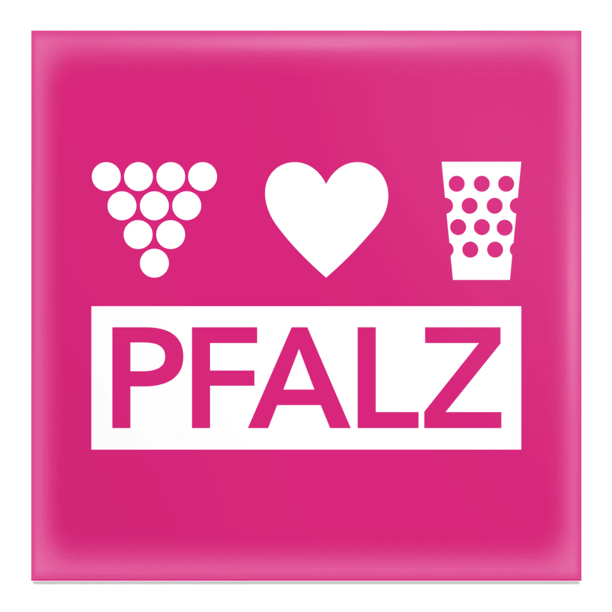 Pfalz Magnet mit Weintrauben, Herz & Dubbeglas (Pink)