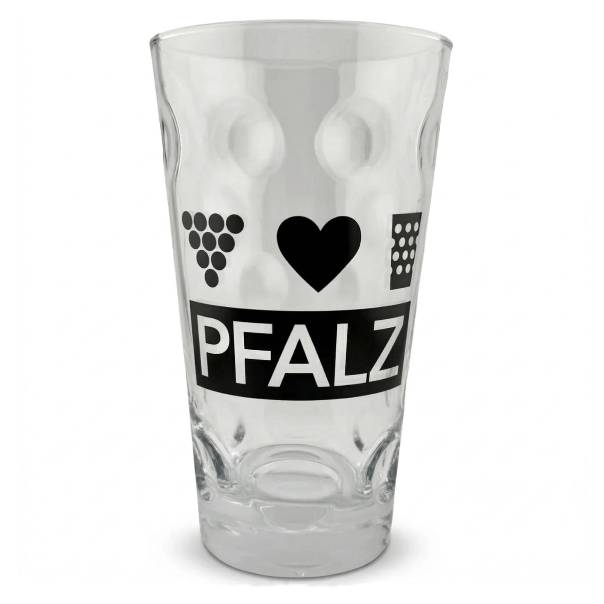 Pfalz Dubbeglas 0,5 L mit Weintrauben & Herz