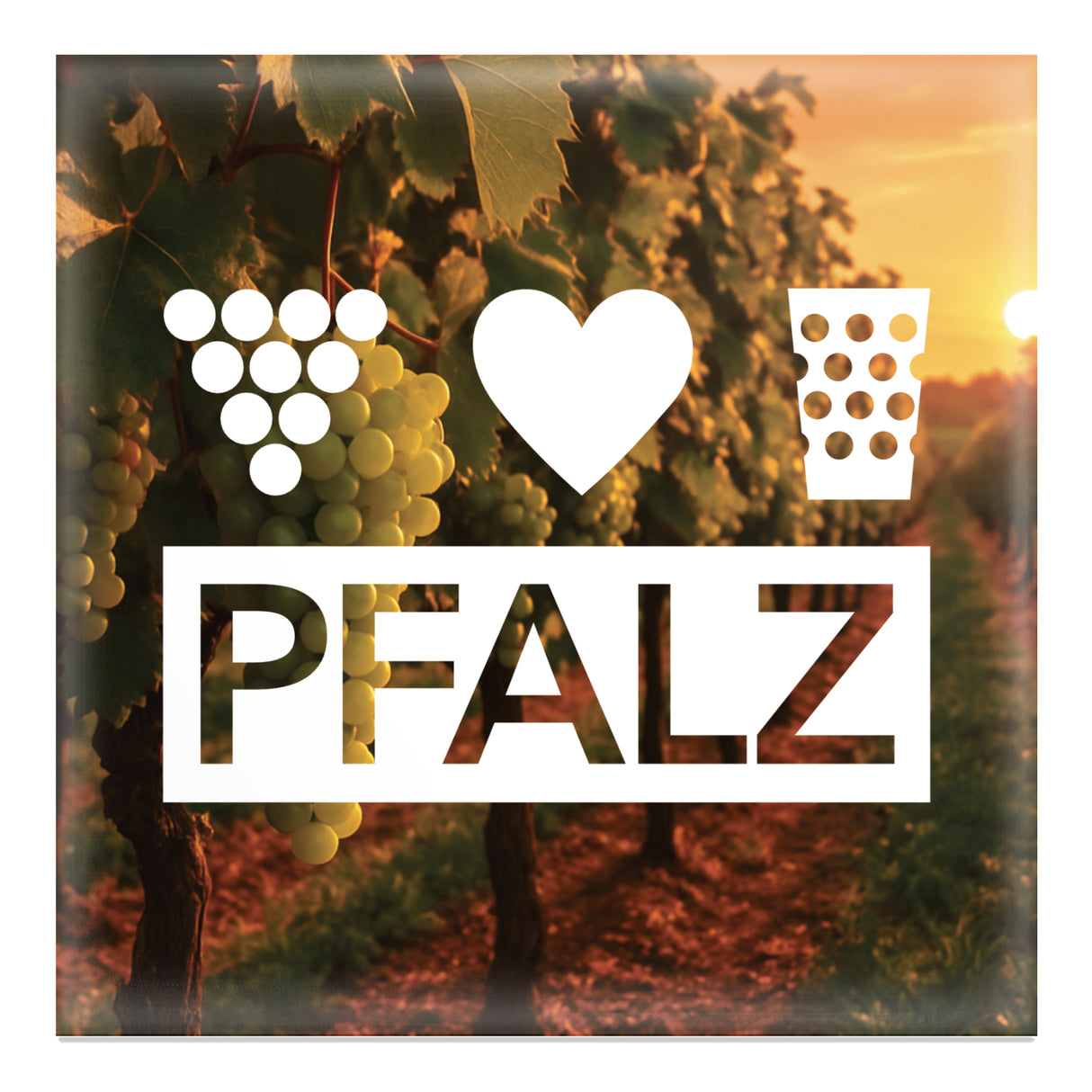 Pfalz Magnet mit Weintrauben im Hintergrund