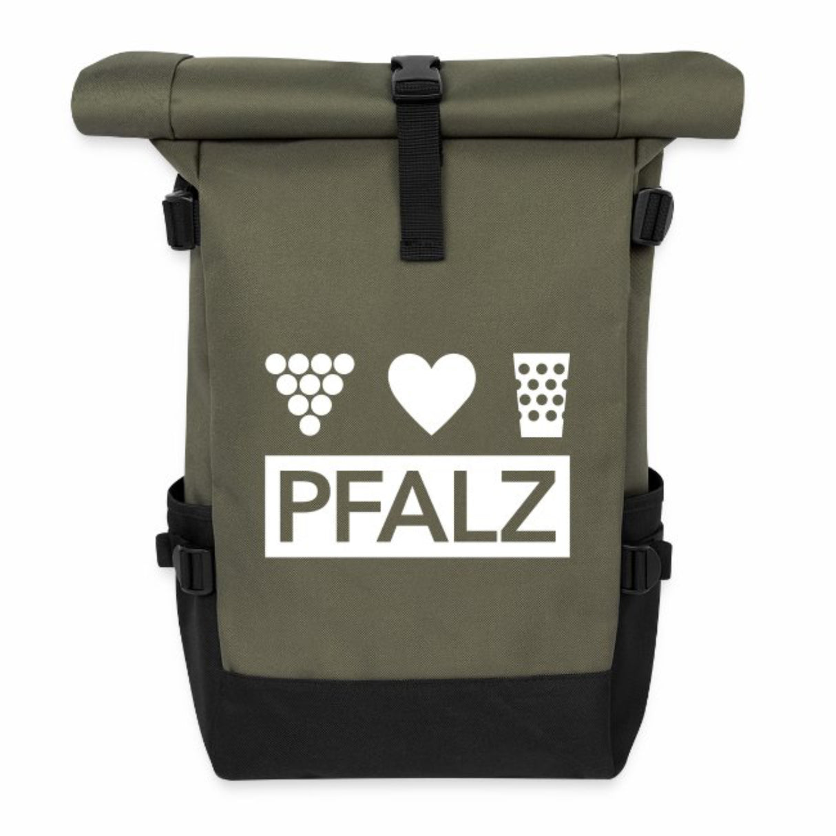 Pfalz Rolltop Rucksack, Olive/Schwarz
