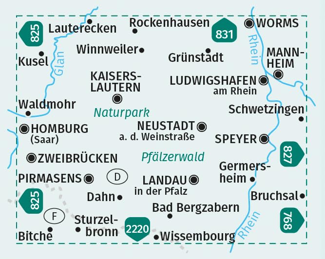 Pfalz und Pfälzerwald Wanderkarte 1:50.000 (Kompass)