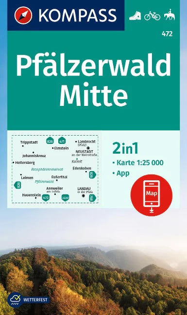 Pfälzerwald Mitte Wanderkarte 1:25.000 (Kompass)