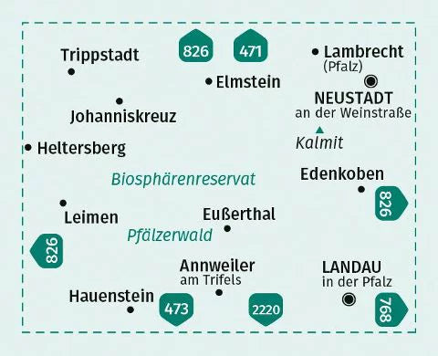 Pfälzerwald Mitte Wanderkarte 1:25.000 (Kompass) - Ausschnitt