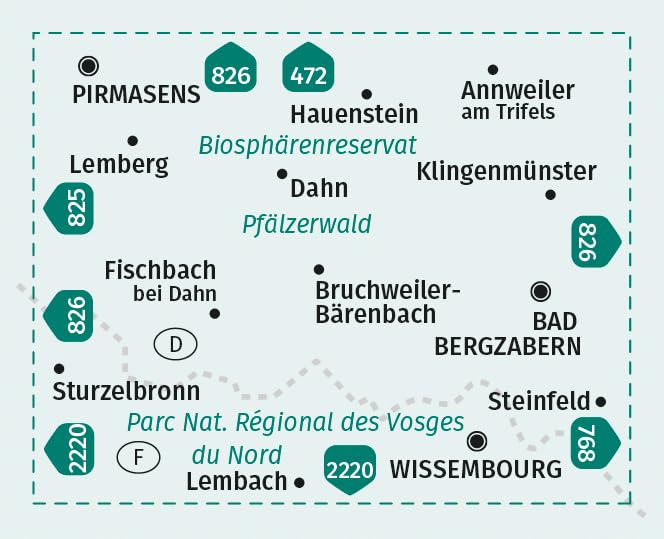 Pfälzerwald Süd Wanderkarte 1:25.000 (Kompass) - Überblick