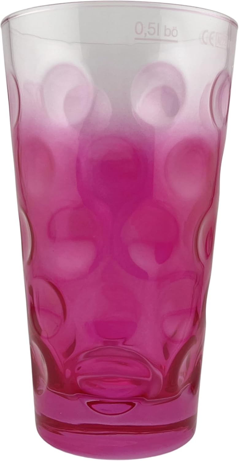 Pink farbiges Dubbeglas 0,5 l mit 3/4 Farbverlauf