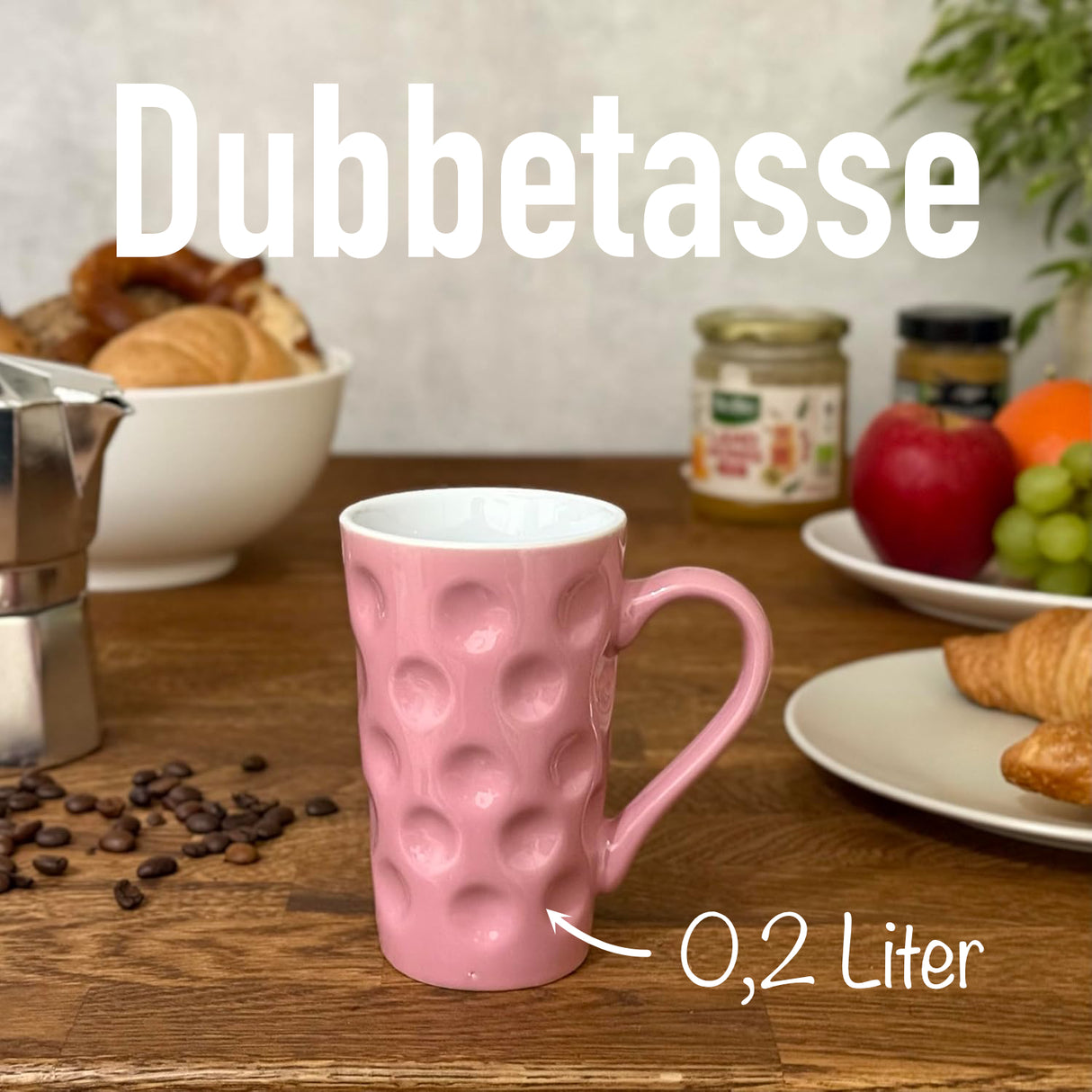 Rosa Dubbetasse, 0,2 Liter
