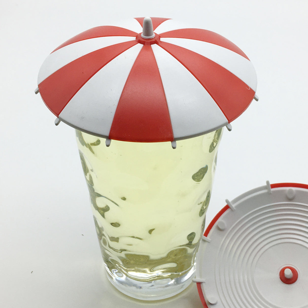 Dubbeglas Deckel Sonnenschirm in der Farbe Rot/Weiß