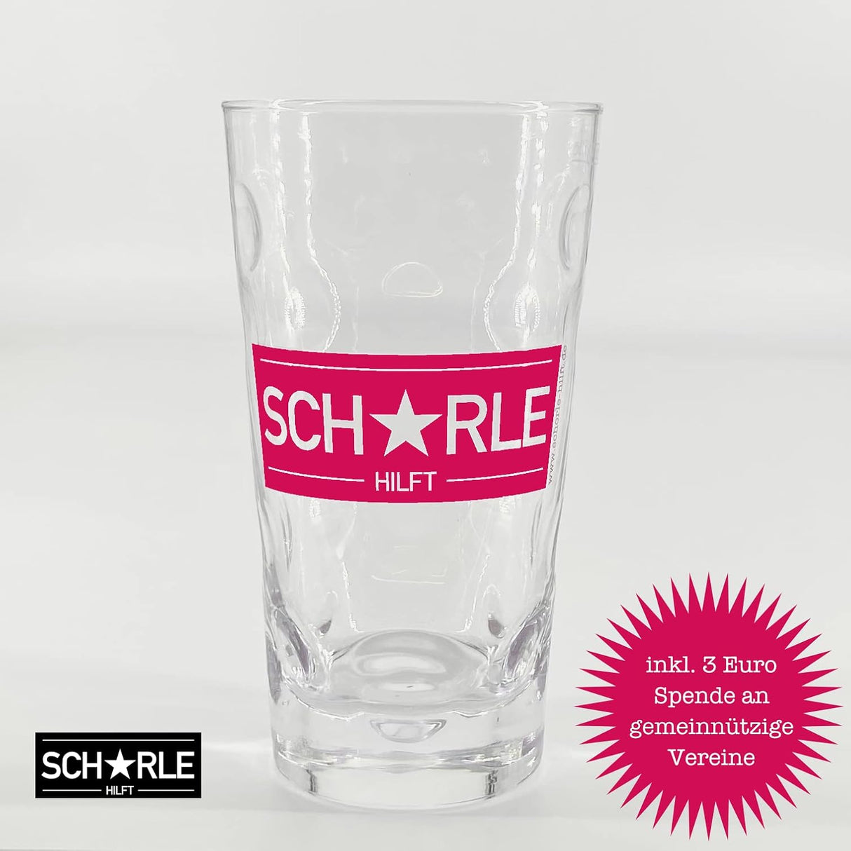 Schorle hilft Dubbglas 0,5 L (inkl. 3 Euro Spende) - Aufdruck Pink