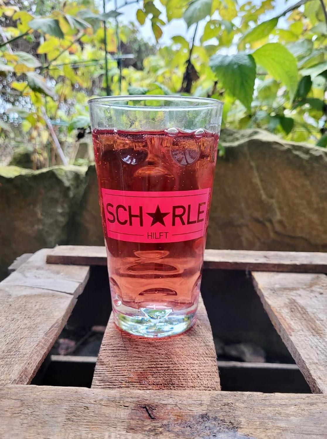 Schorle hilft Dubbglas 0,5 L (inkl. 3 Euro Spende) - Aufdruck Pink, Weißherbstschorle