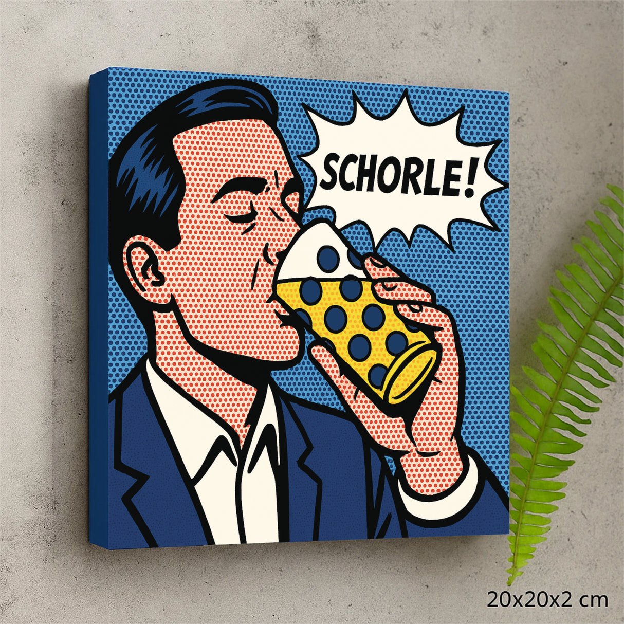 Schorle (Mann) Pfalz Pop Art - Leinwand an Betonwand