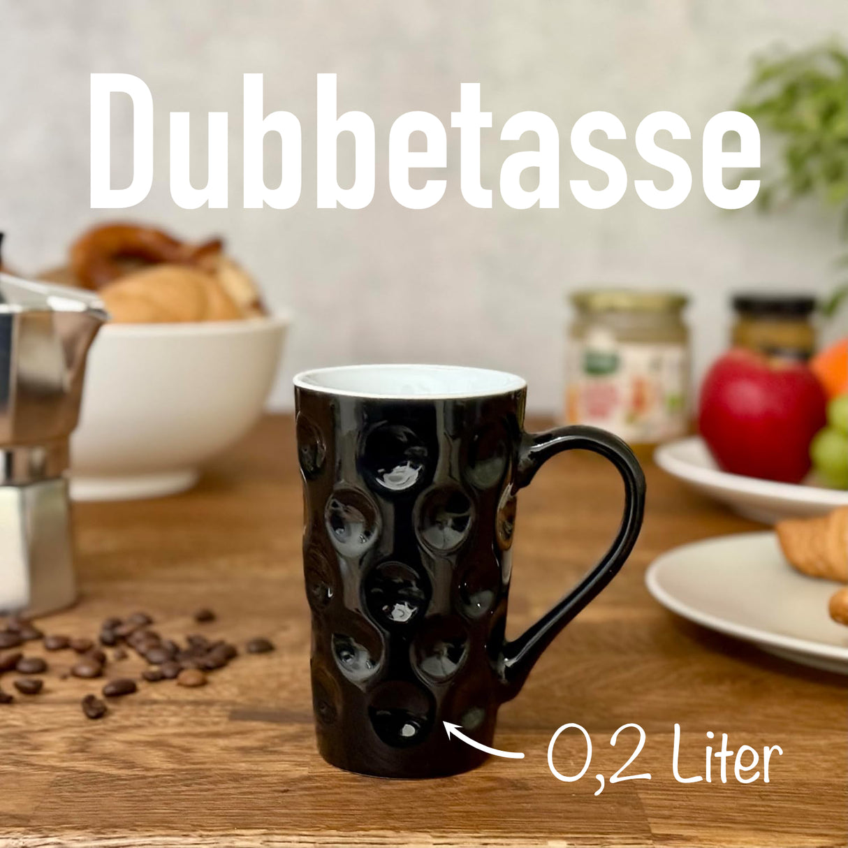 Schwarze Dubbetasse, 0,2 Liter