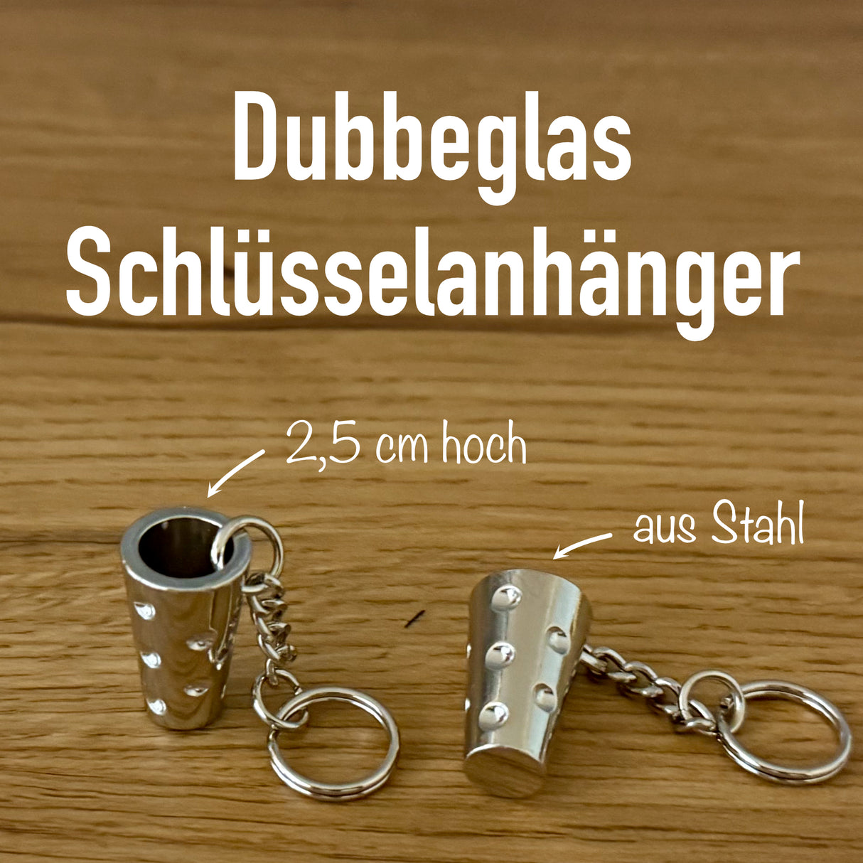 Silber - Dubbeglas Schlüsselanhänger aus Stahl