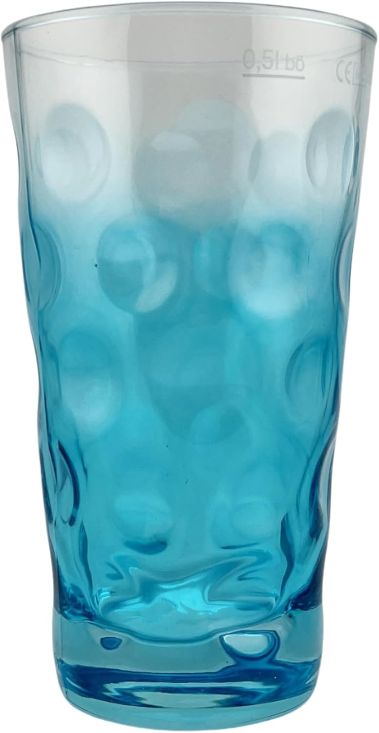 Türkis farbiges Dubbeglas 0,5 l mit 3/4 Farbverlauf