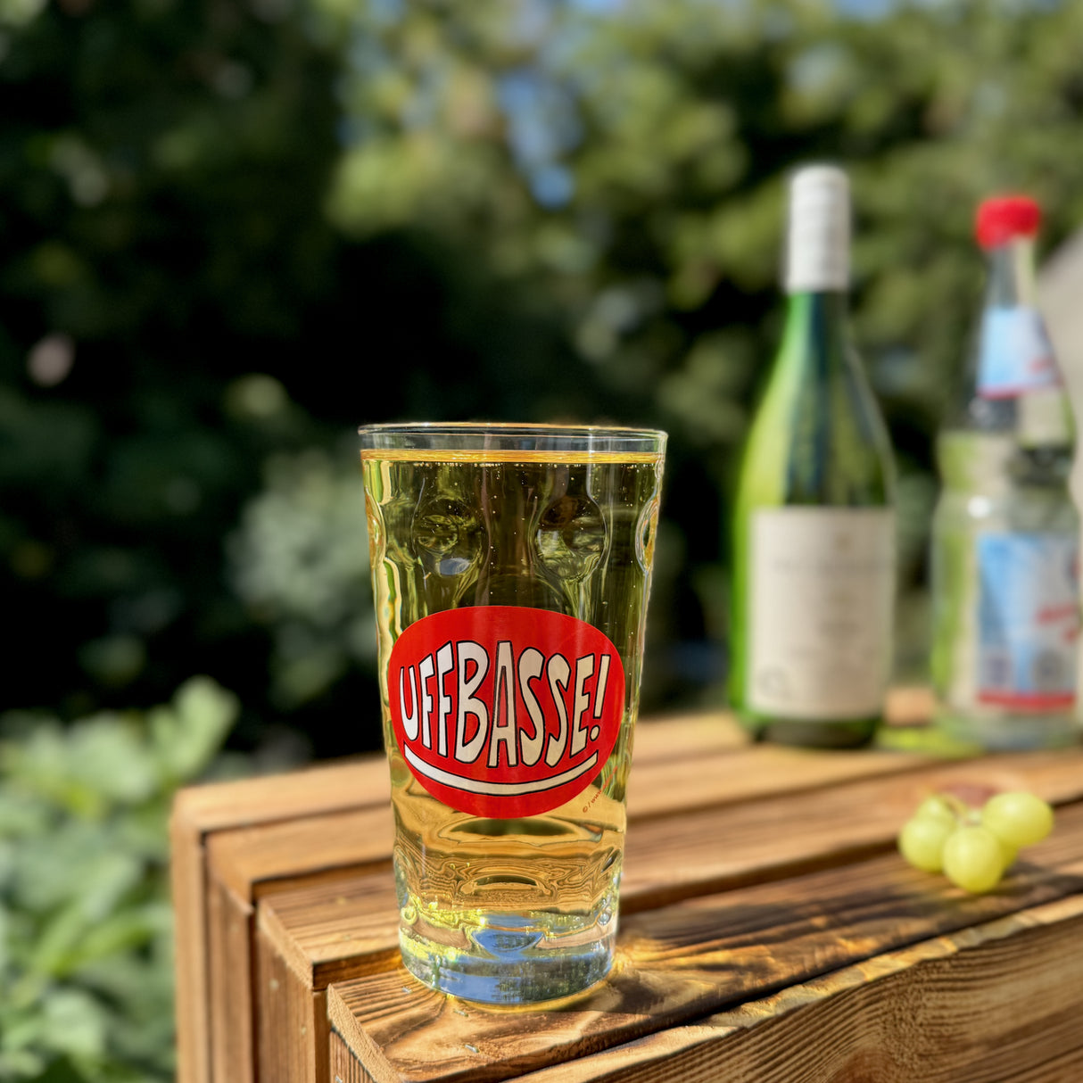 Uffbasse! Dubbeglas 0,5 Liter mit Pfälzer Schorle
