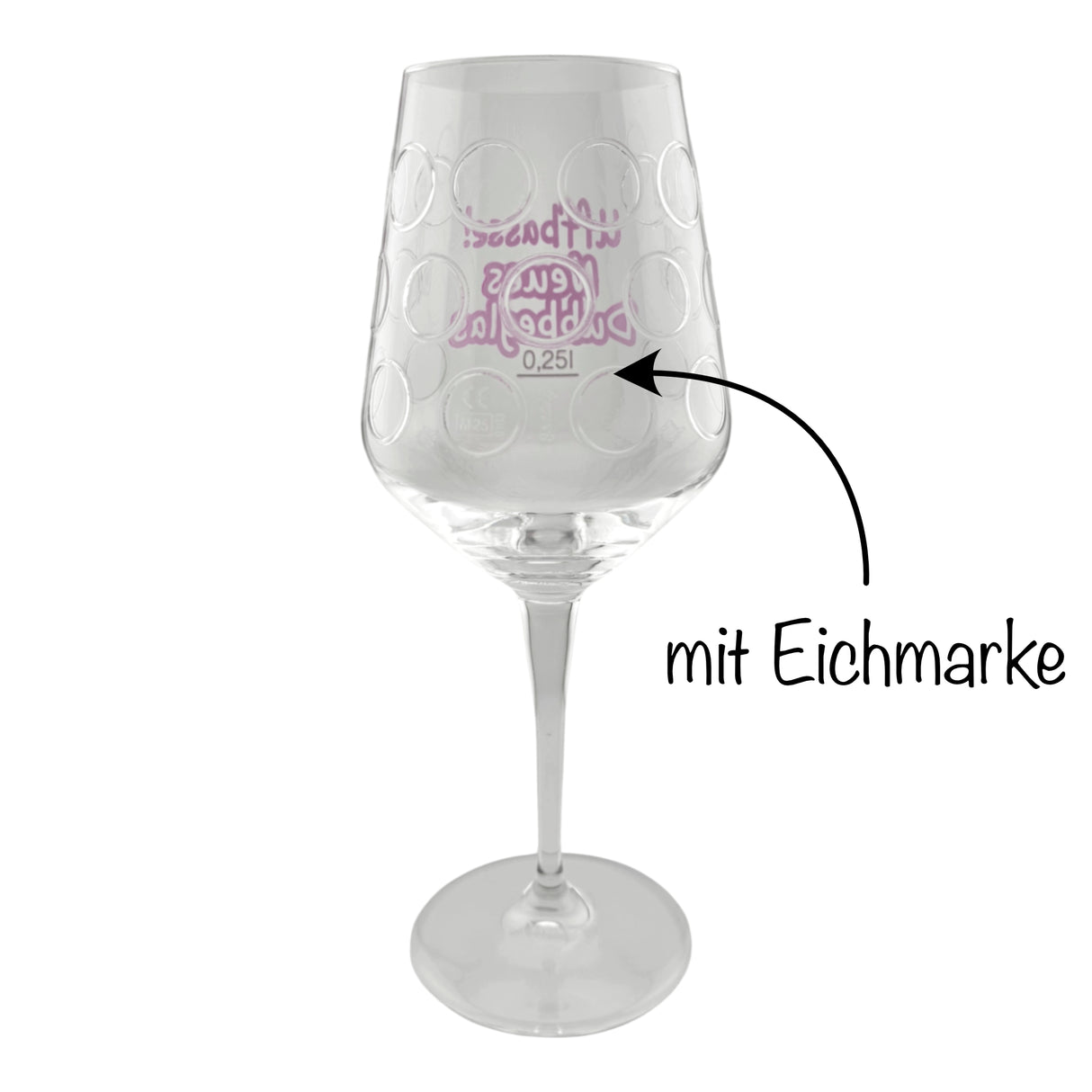 Uffbasse! Dubbeweinglas - mit aufgedruckten Dubbe und Eichmarke