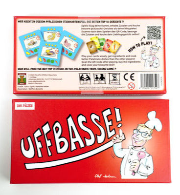 Uffbasse! - Stichkartenspiel, Vorderseite und Rückseite