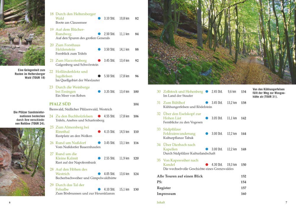 Vergessene Pfade Pfalz - 35 außergewöhnliche Wanderungen, Inhaltsverzeichnis