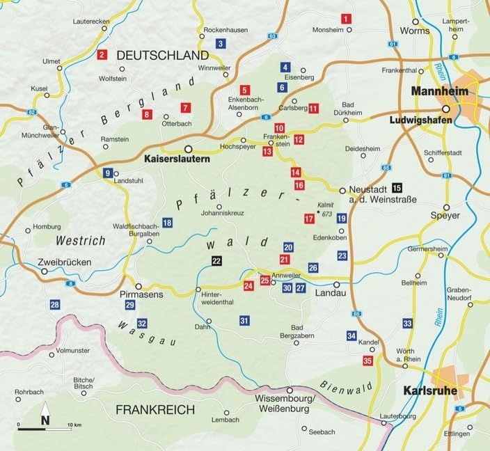 Vergessene Pfade Pfalz - 35 außergewöhnliche Wanderungen, Karte
