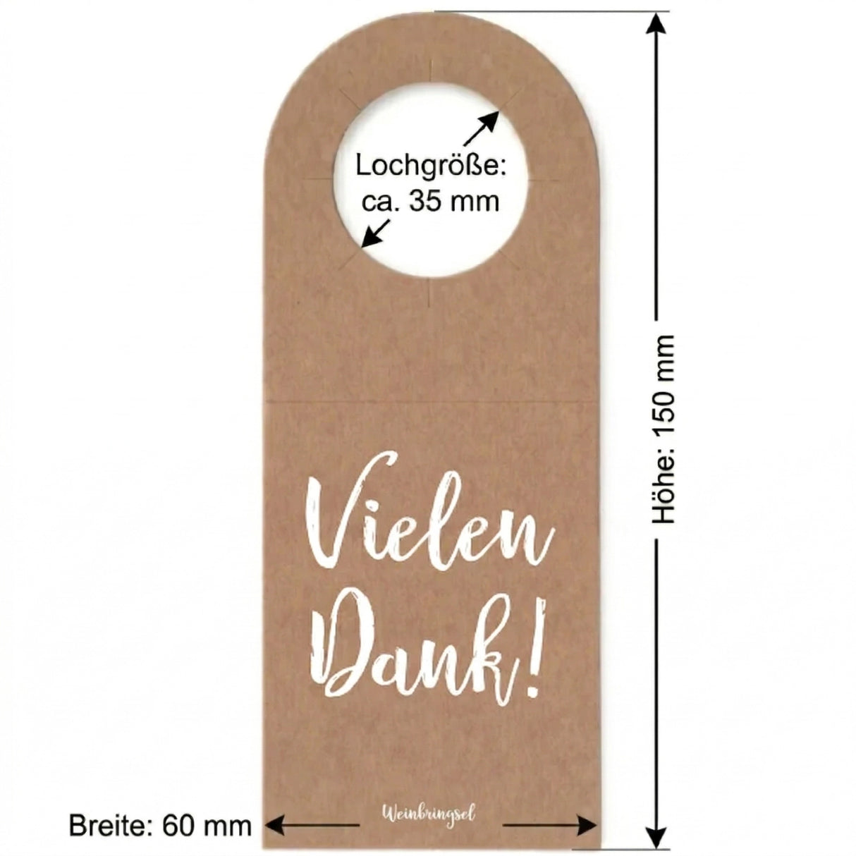 Vielen Dank! Flaschenanhänger / Weinflaschenanhänger - Größenangabe