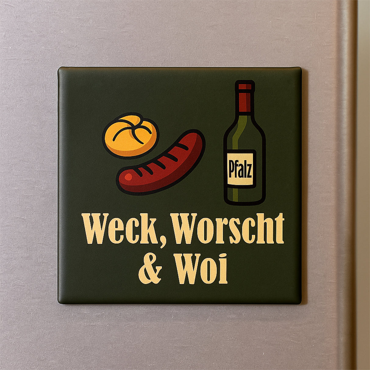 Weck, Worscht & Woi Kühlschrankmagnet - Dunkelgrün
