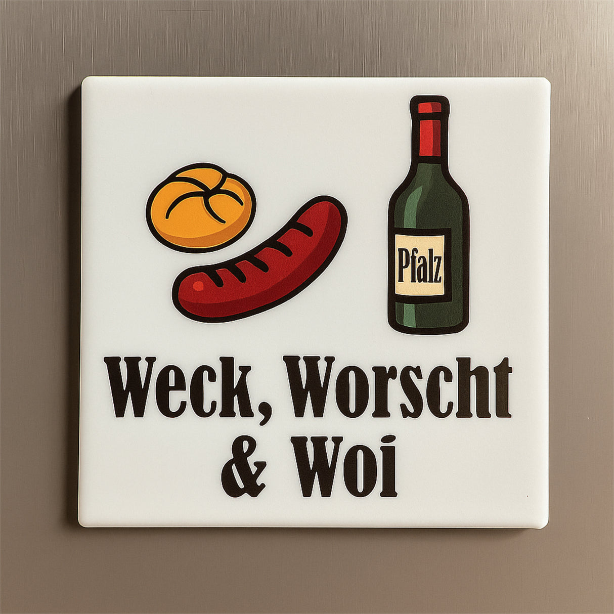 Weck, Worscht & Woi Kühlschrankmagnet - Weiß