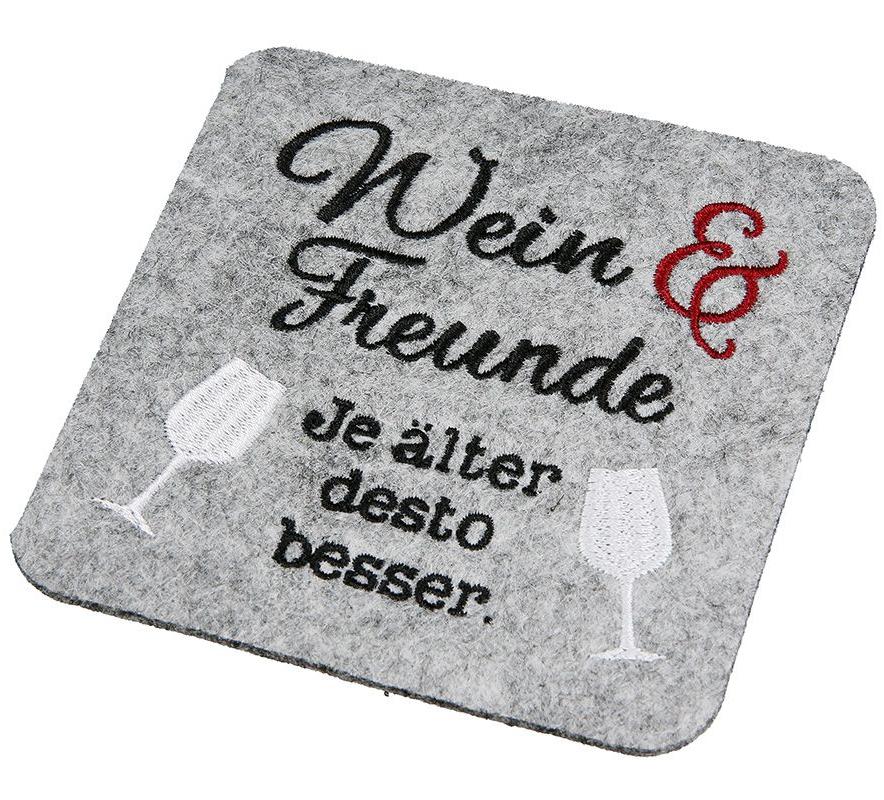 Wein & Freunde Je älter desto besser - Weinglas Filzuntersetzer