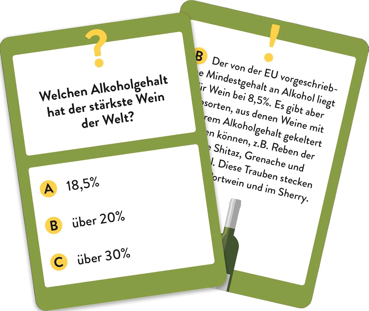 Wein Wissens-Quiz - Spielkarte Alkoholgehalt stärkster Wein der Welt