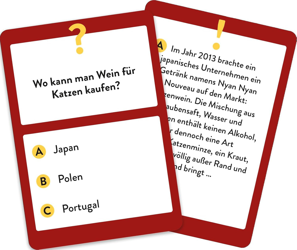 Wein Wissens-Quiz - Spielkarte Wein für Katzen