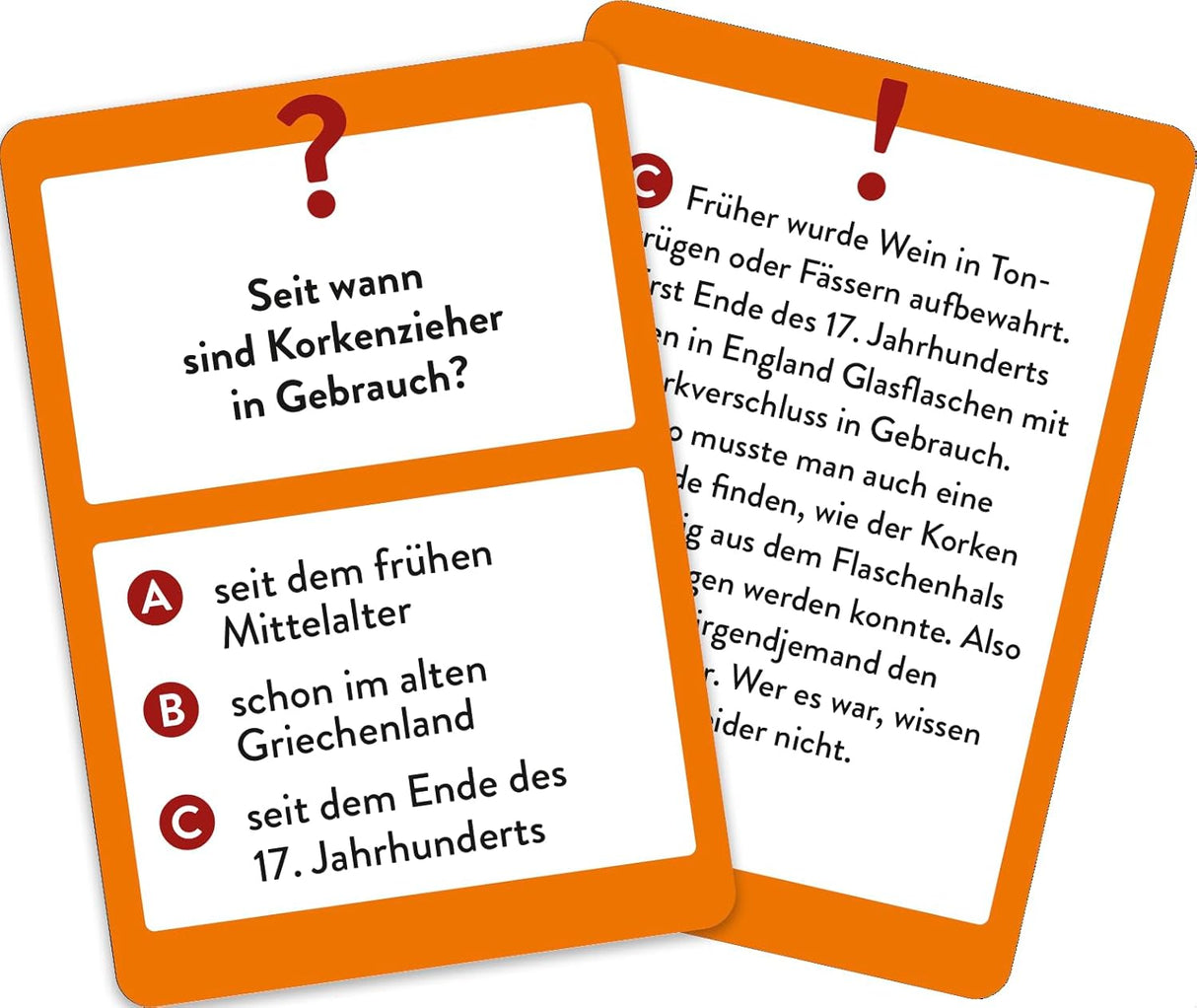 Wein Wissens-Quiz - Spielkarte Korkenzieher