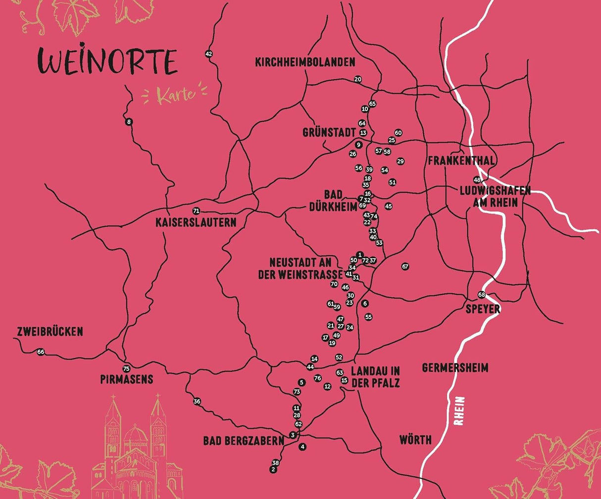 Weinorte in der Pfalz, Karte