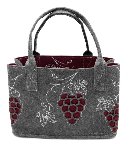 Weintrauben Filztasche - dunkelgrau