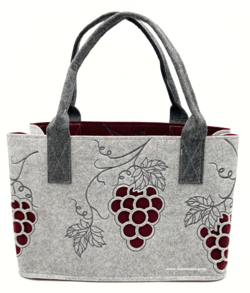 Weintrauben Filztasche - hellgrau