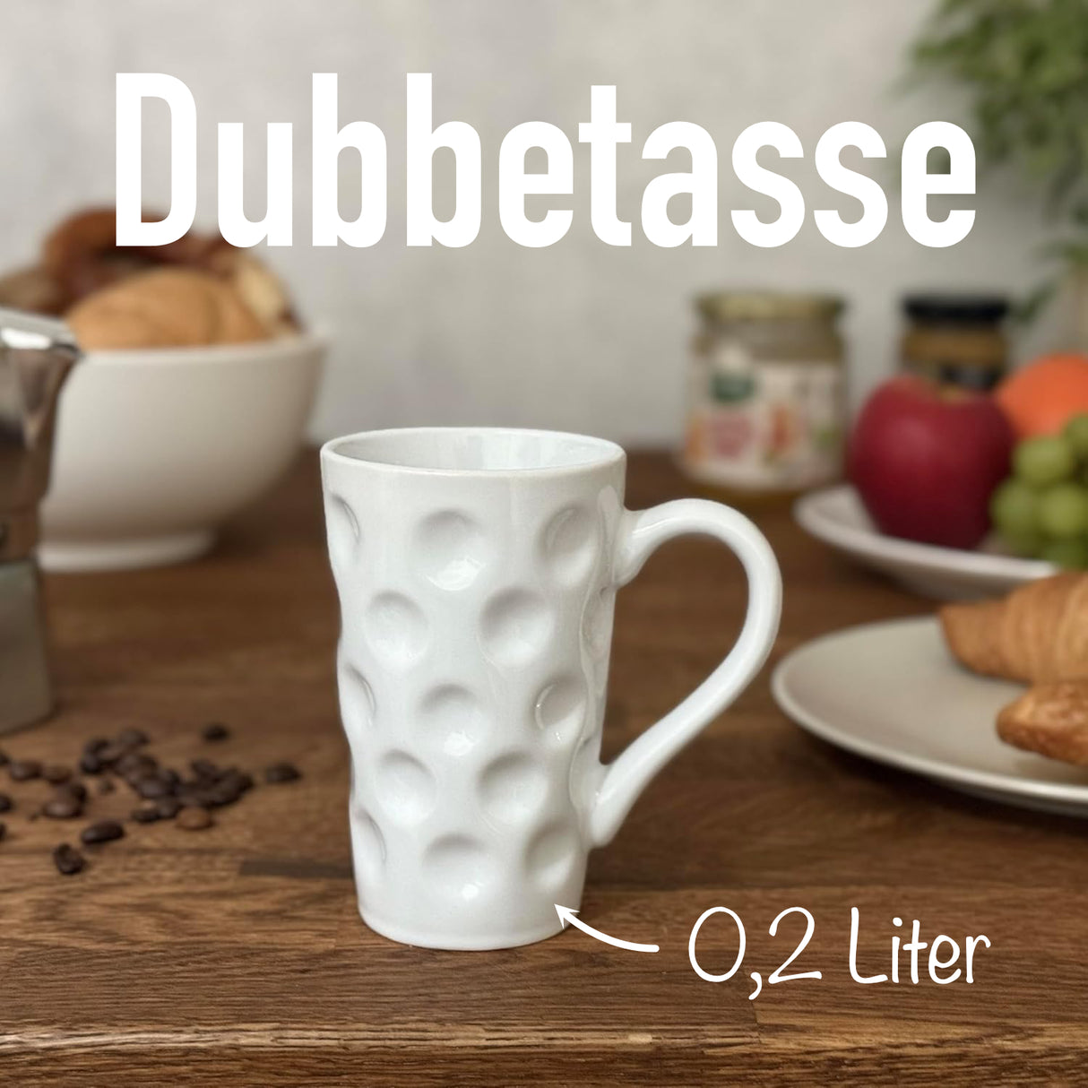 Weiße Dubbetasse, 0,2 Liter