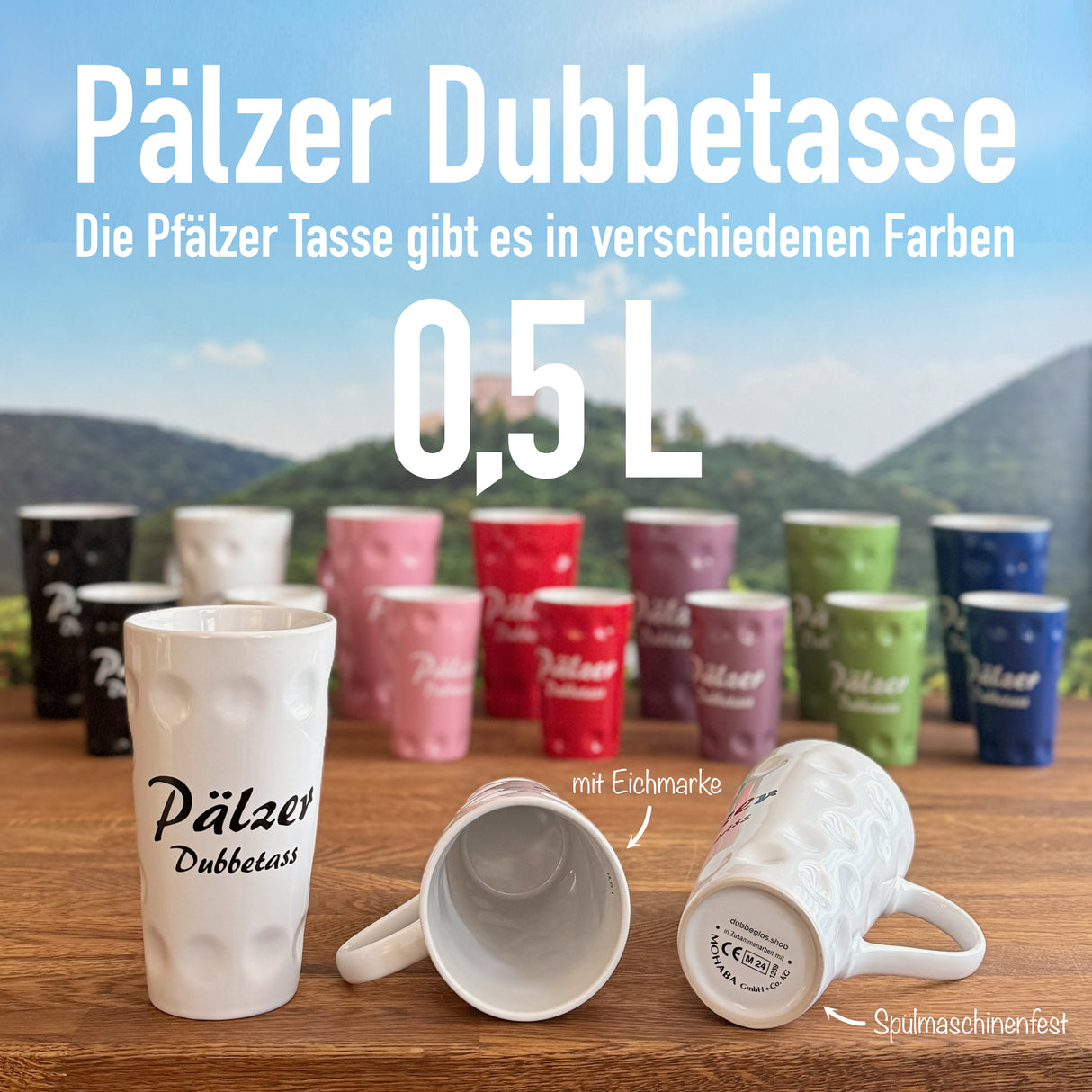 Weiße Pälzer Dubbetass 0,5 L - Dubbetasse