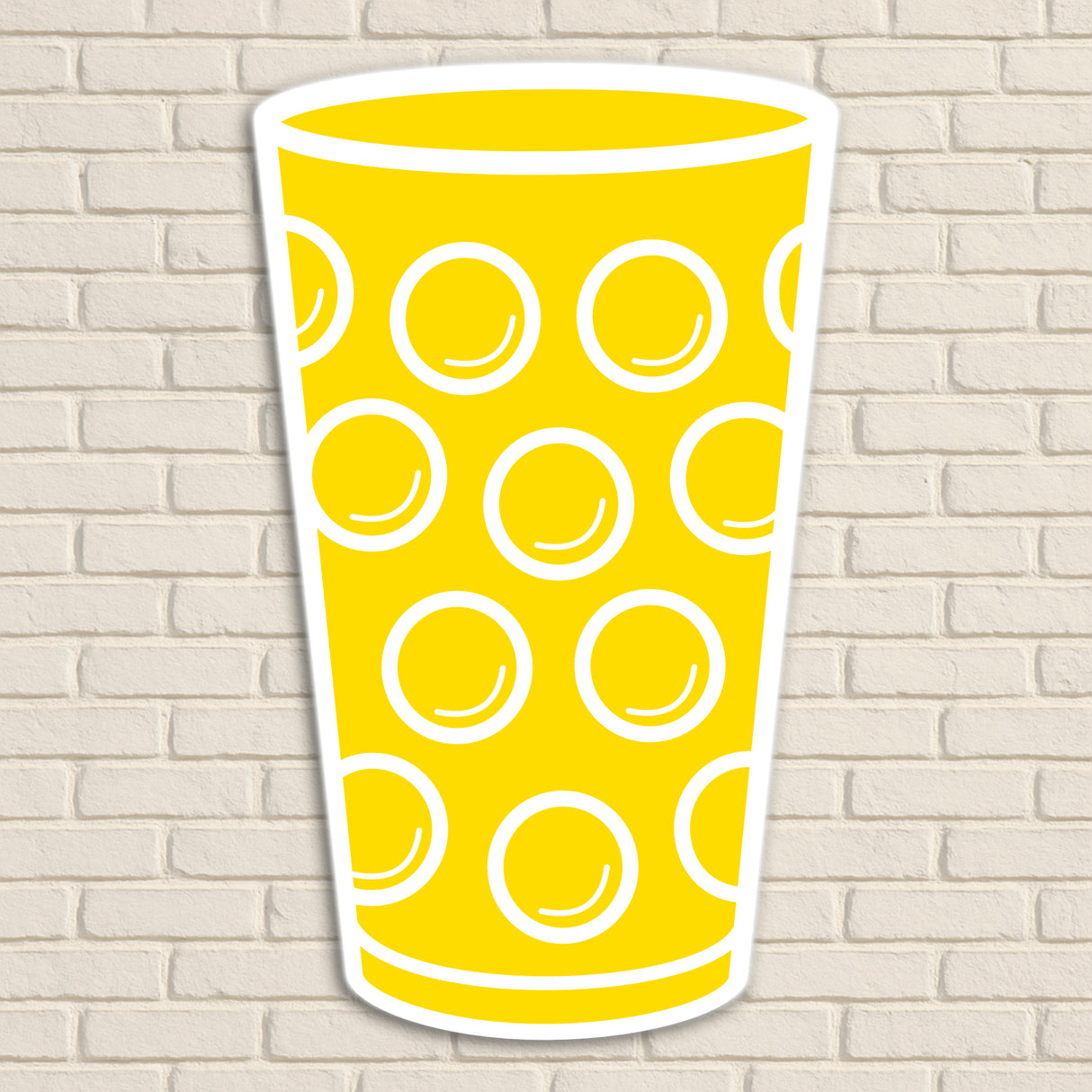 Dubbeglas Wanddeko, Gelb - Größe XL (24,5 x 40 cm)