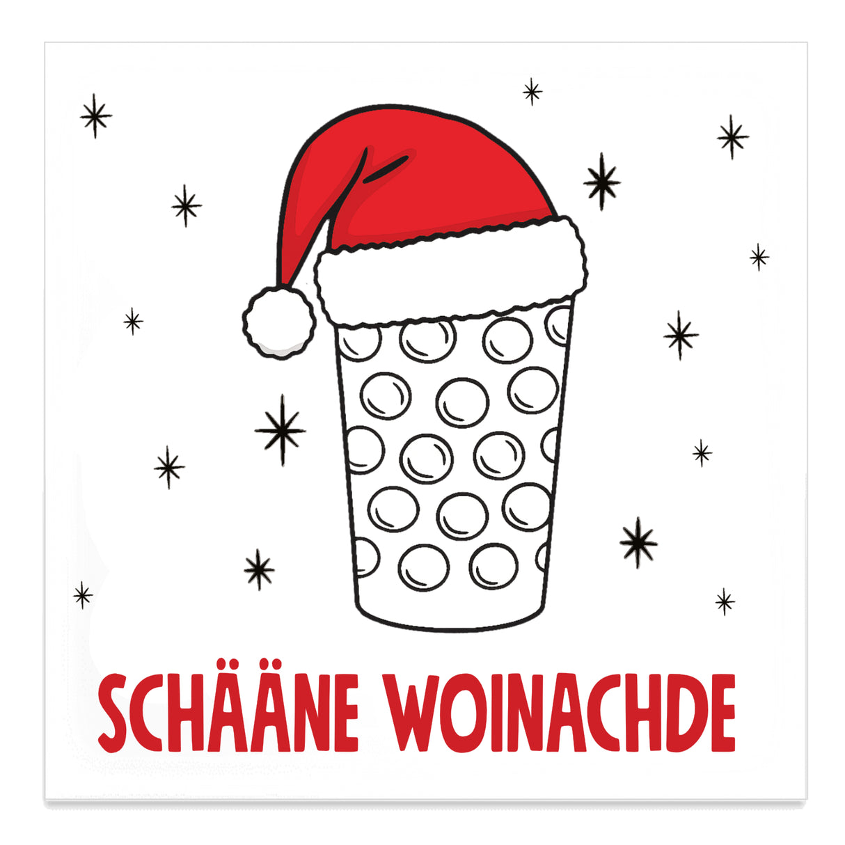 Schääne Woinachde & Dubbeglas Magnet, weiß - Pfälzer Weihnachtsmagnet