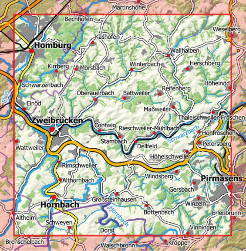 Pfälzerwald Wanderkarte Blatt 1 - Zweibrücken 1:25.000
