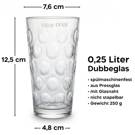Größe 0,25 L Dubbeglas - Größenangabe