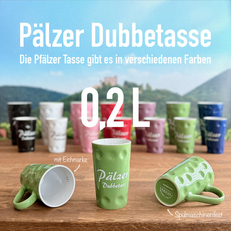 Grüne Pälzer Dubbetass 0,2 L - Pfalz Dubbetasse mit Aufdruck