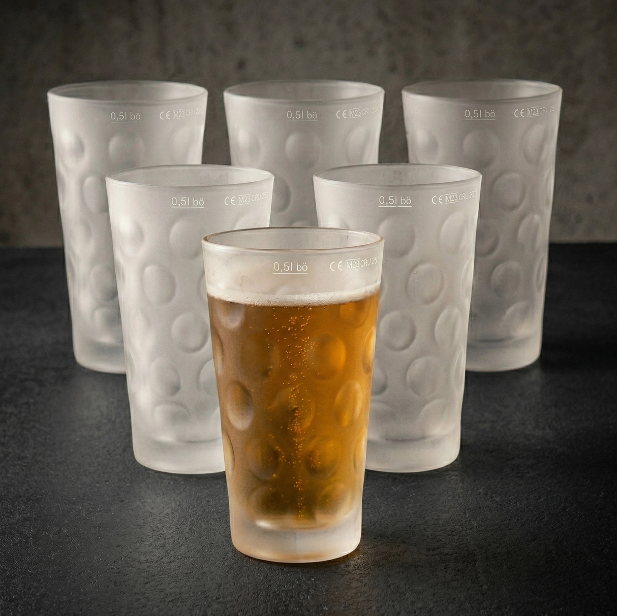 6 x Dubbeglas 0,5 L satiniert im Set