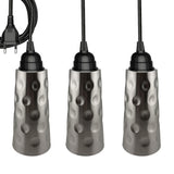 3 x Dubbeglas Lampe E27 mit Stecker & Schalter, 8 m (Bundle) schwarzes Stoffkabel