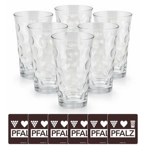 6 x Dubbegläser 0,5 L + PFALZ Untersetzer
