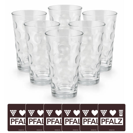 6 x Dubbegläser 0,5 L + PFALZ Untersetzer