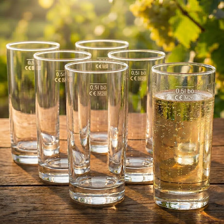 Pfälzer Genuss im Glas – 6 klare Schoppengläser mit 0,5 L Fassungsvermögen für echte Weinschorlen