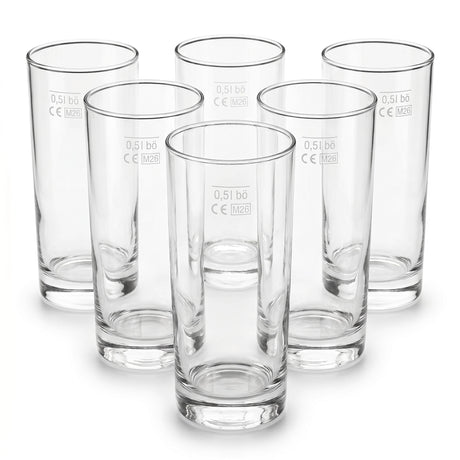Tradition trifft Stil: 6 klassische Weinstangen aus klarem Glas à 0,5 Liter.